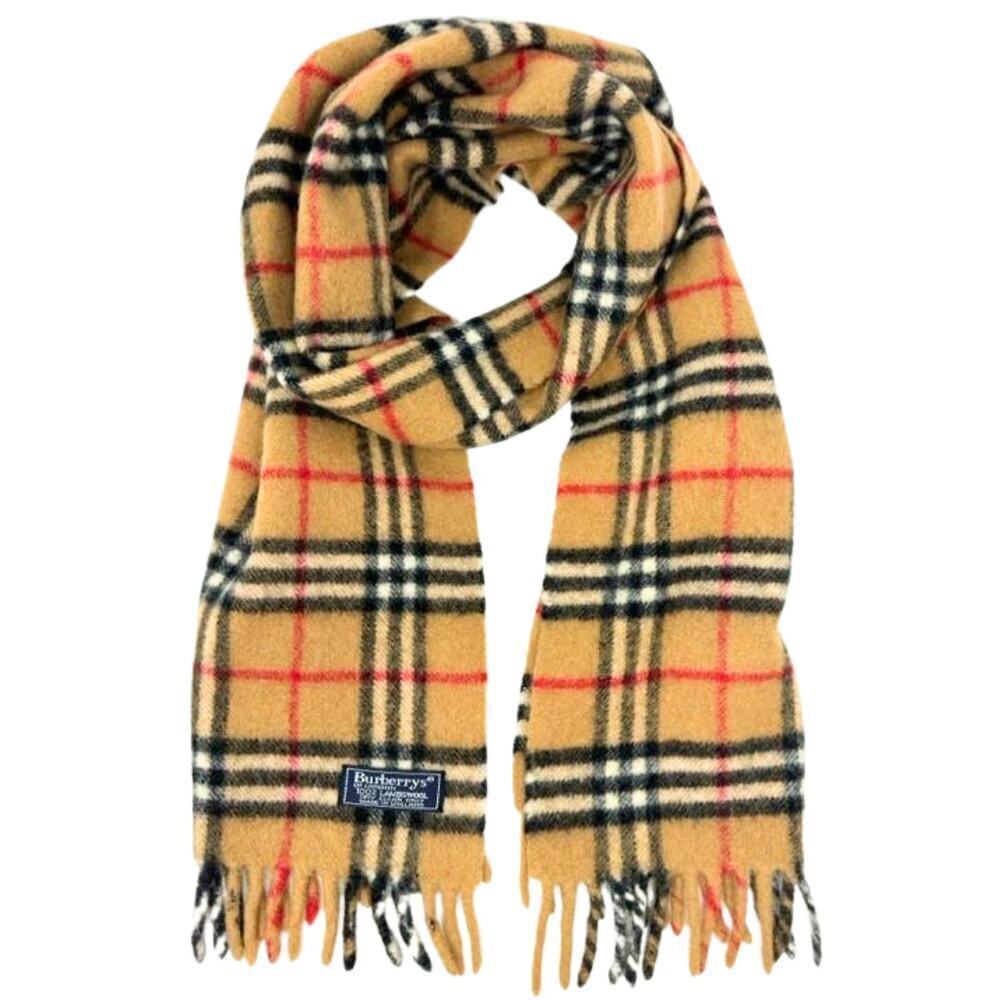 Burberry 100% Lambswool Scarf House Check Plaid Full Length Fringe AUTHENTIC - Picture 7 of 9